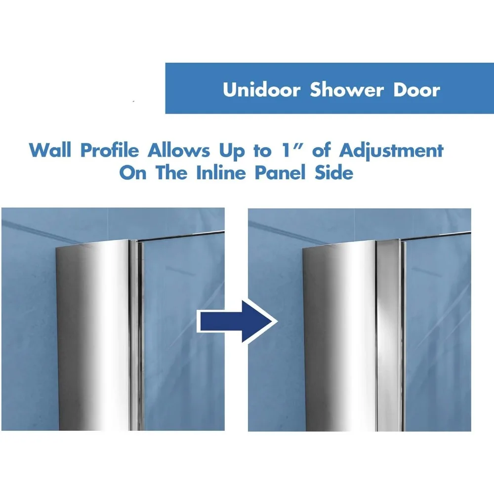 33-34 in. W x 72 in. H Frameless Hinged Shower Door in Brushed Nickel Shower Doors 5