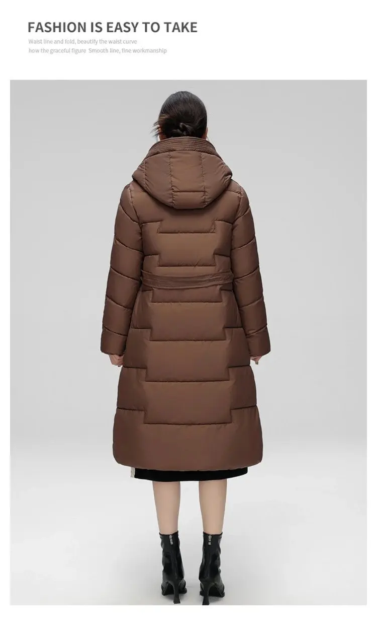 Women Winter Mid-Length Cotton Padded Jacket With 2025 New Women Warm Thicken Cotton Coat Korean Loose Hooded Parkas Outwear