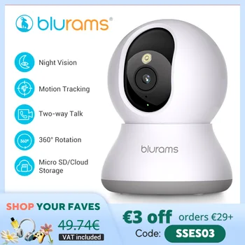 Blurams 2.4&5G WiFi Indoor Camera, 2K, 360° PTZ Pet Dog IP CCTV Camera with Phone App, 2-Way Talk, Night Vision, for Home Securi 1
