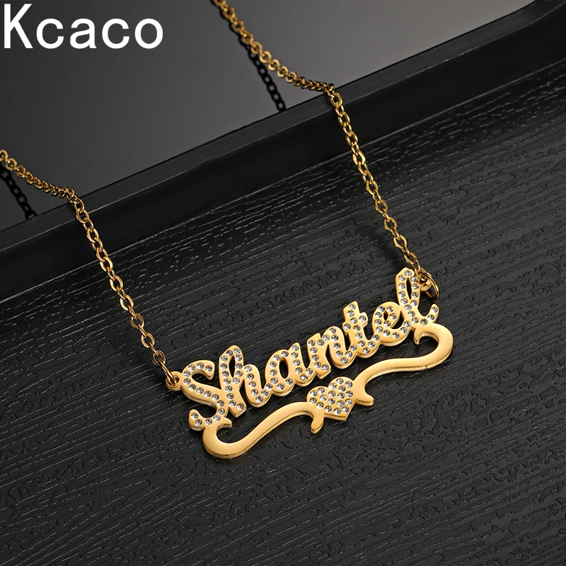 Custom Personalized Name Stainless Steel Necklaces Cubic Zircon Letters for Women Crystal Pendant for Women Jewelry Dropshipping