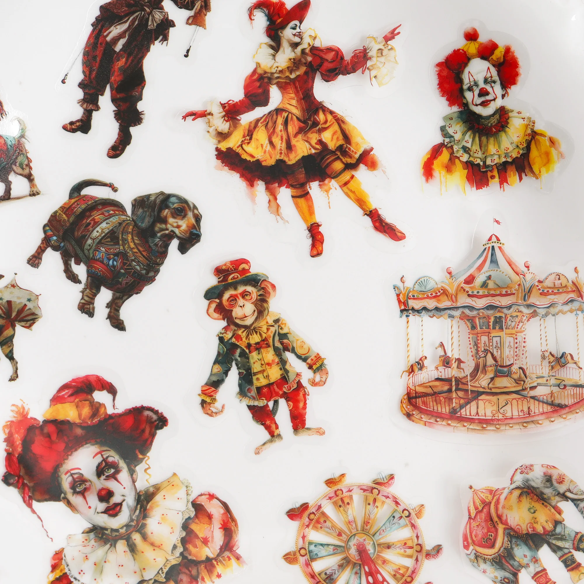 56pcs-68pcs PET and Art Paper Circus Theme Self-adhesive Aesthetic Sticker Pack for Arts Crafts DIY Decor Sticker Clip Art self adhesive stickers stationery supplies