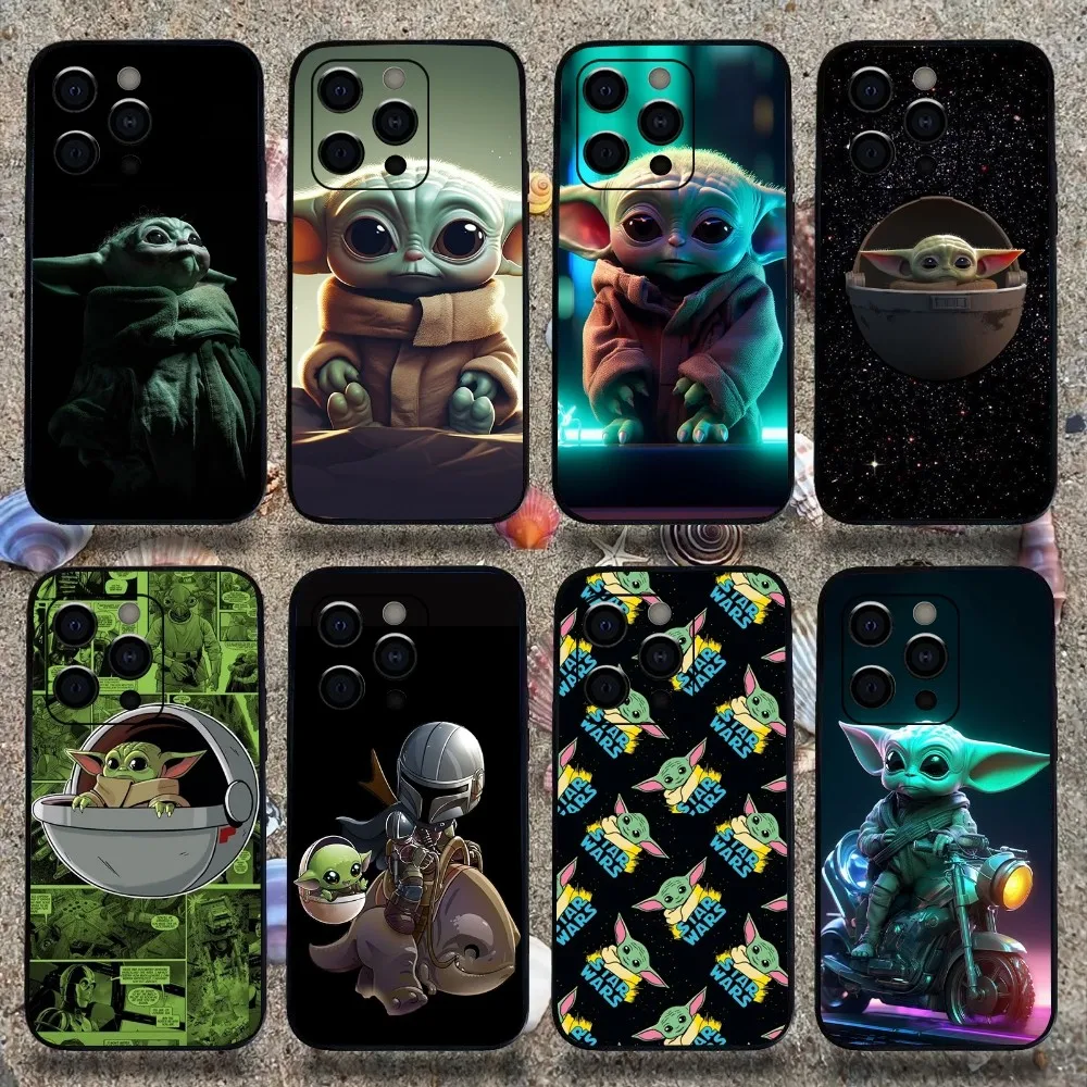Simpatica Custodia Per Telefono Y-Yoda Per Apple Iphone 15,14,13,12,11,Pro,X,Xs,Max,Xr,Plus,Mini Soft Black Shell