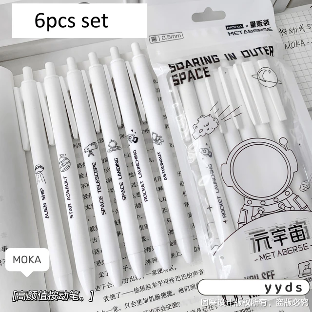 6pcs Set Simple White Series Gel Pen Kawaii Pens School Supplies Aesthetic  Stationery Cute Ballpoint Pen Back To School - AliExpress