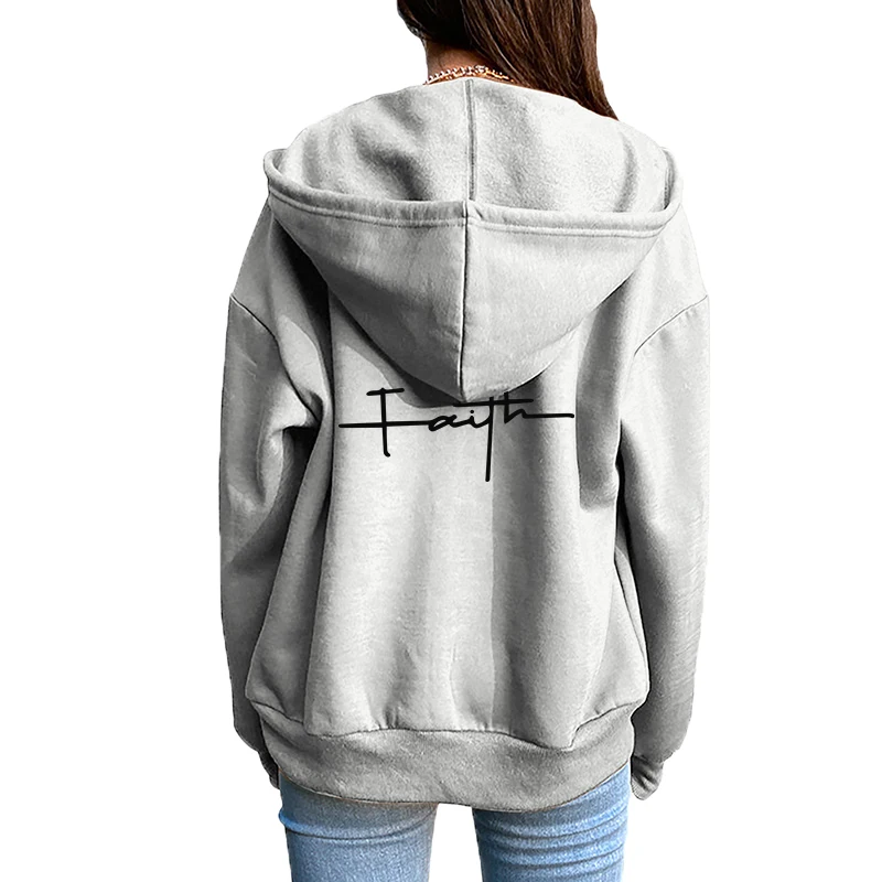 Daily Fashion Casual Jogging Top Women Zipper Cardigan Hooded Sweatshirt Printing Clothing Lady Versatile Sport Coat Comfortable 4
