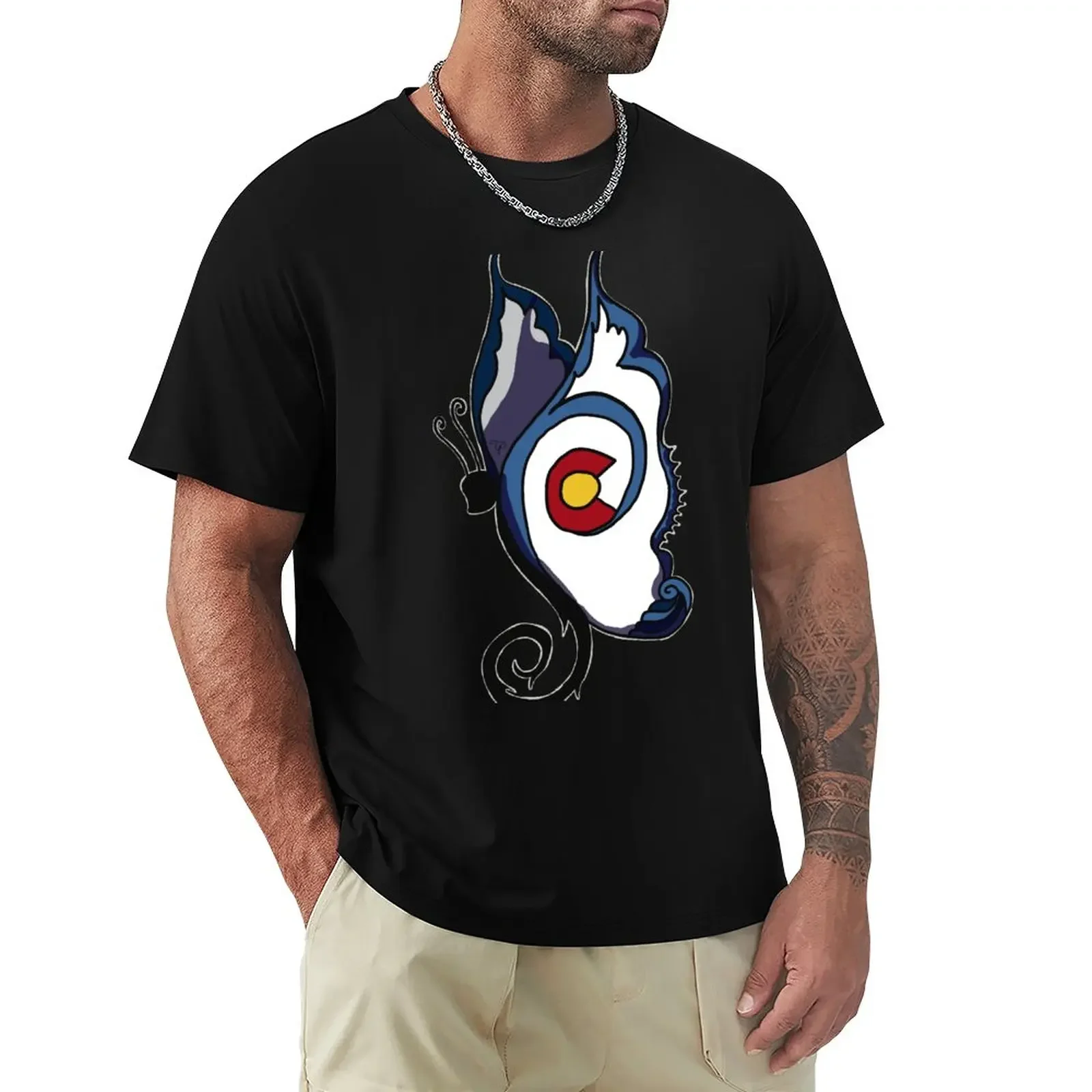 

Colorado State Flag Butterfly T-Shirt boys whites vintage Men's t shirts