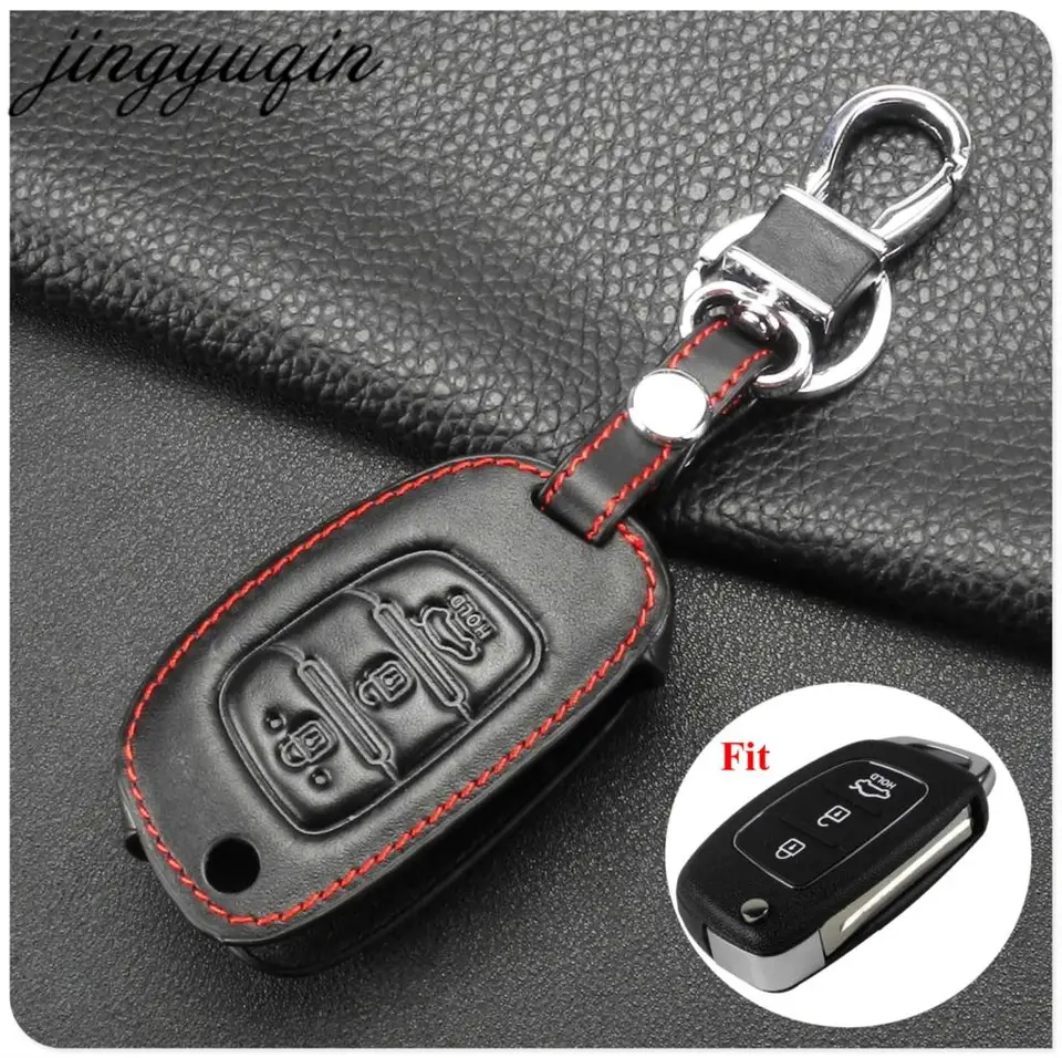 HIBEYO Flip Key Car Key Case Fits Hyundai Protective Key Case For Hyundai Elantra Tucson Santa Fe Solaris 2 I30 Ix35 I40 Kona Celesta Sonata Key Case Carbon Fibre Black - View #4