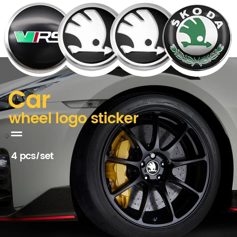 4PCS 56 60mm Car Styling Wheel Center Hub Caps Rim Cover Badge Emblem Sticker For Skoda Rapid Octavia A5 RS Kodiaq Fabia A7