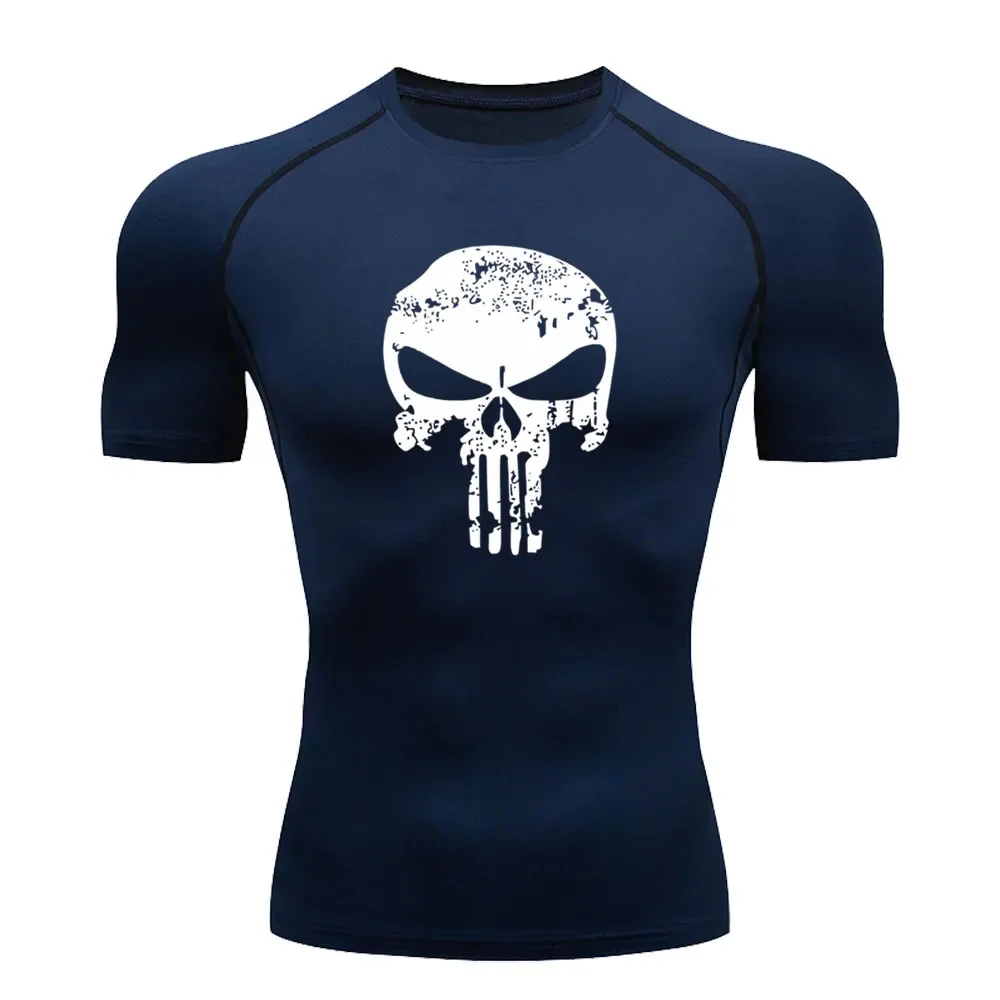 Men's Marvel's The Punisher Compression Shirt Superhero Anime Gym Shirt Quick Drying Athletics Tops Tees Summer Fitness Basketball