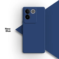 Enhanced Liquid Silicone Shockproof Phone Case with Global Lens Protection for VIVO T2 Pro (Navy Blue)