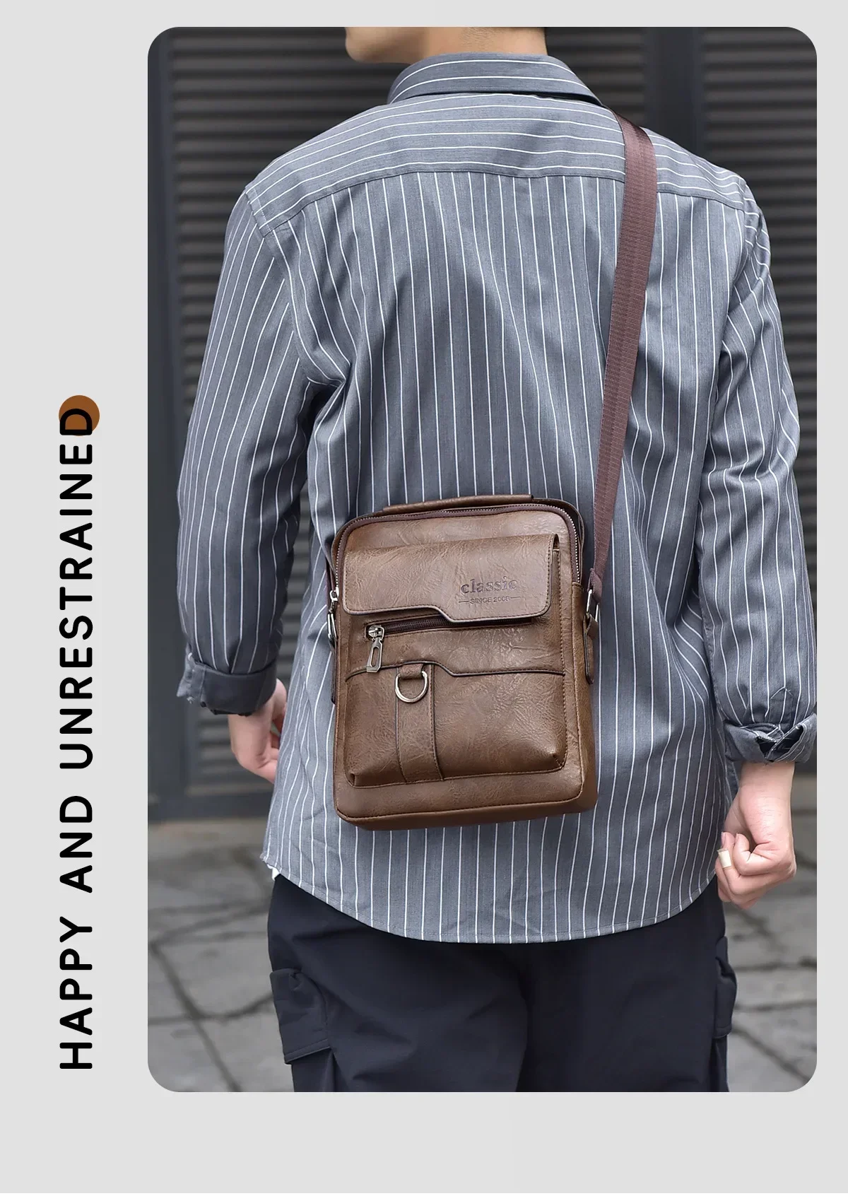 Herren Umhängetasche Herren Schultertaschen Reißverschluss-Handtaschen Große Kapazität Kunstleder-Tasche für Männer Messenger Tote Bags Bolsa – Detail 3