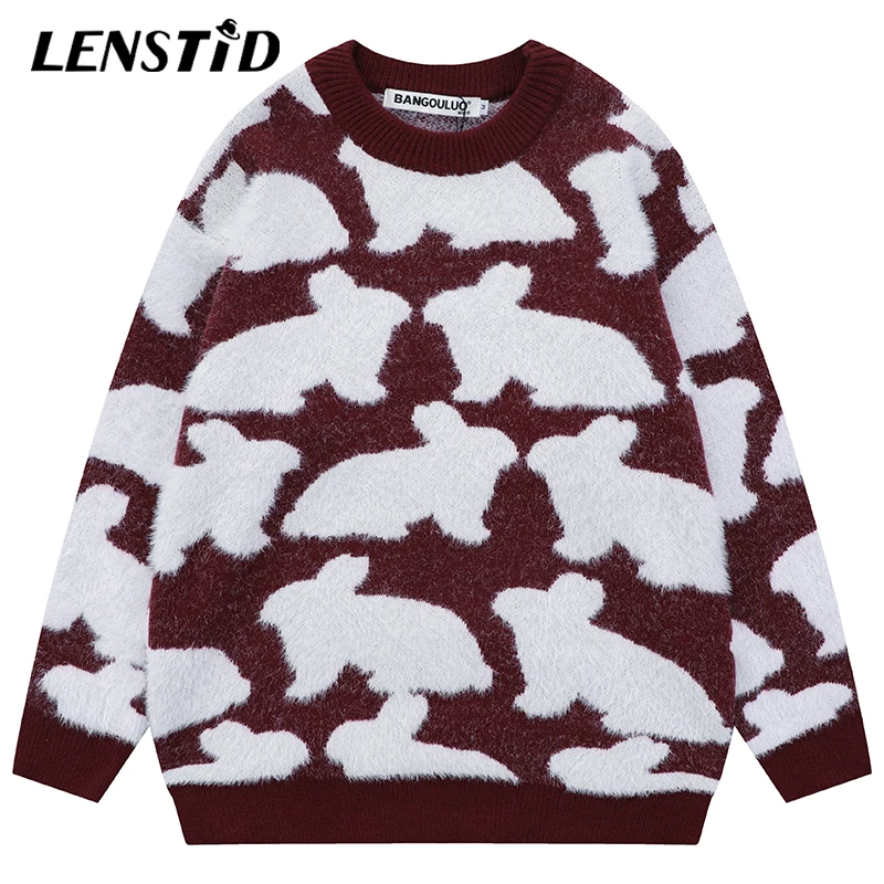 Graphic Knit Sweater Mens Loose Knit Mohair Sweater Mohair Jumper