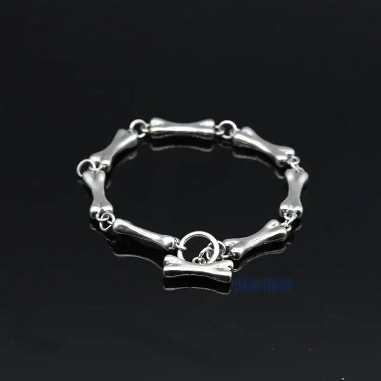 

s925 pure silver bracelet with creative skeleton female edition bones chain celebrity fashion bracelet with small woman