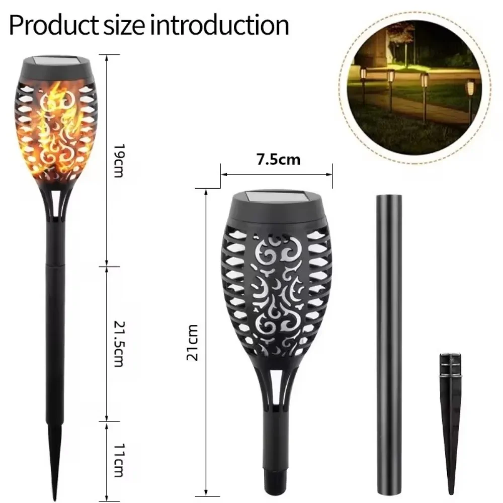 Description Picture 3 of item12LED Solar Flame Torch Lights Flickering Light Waterproof Garden Decoration Outdoor Lawn Path Yard Patio Floor Lamps