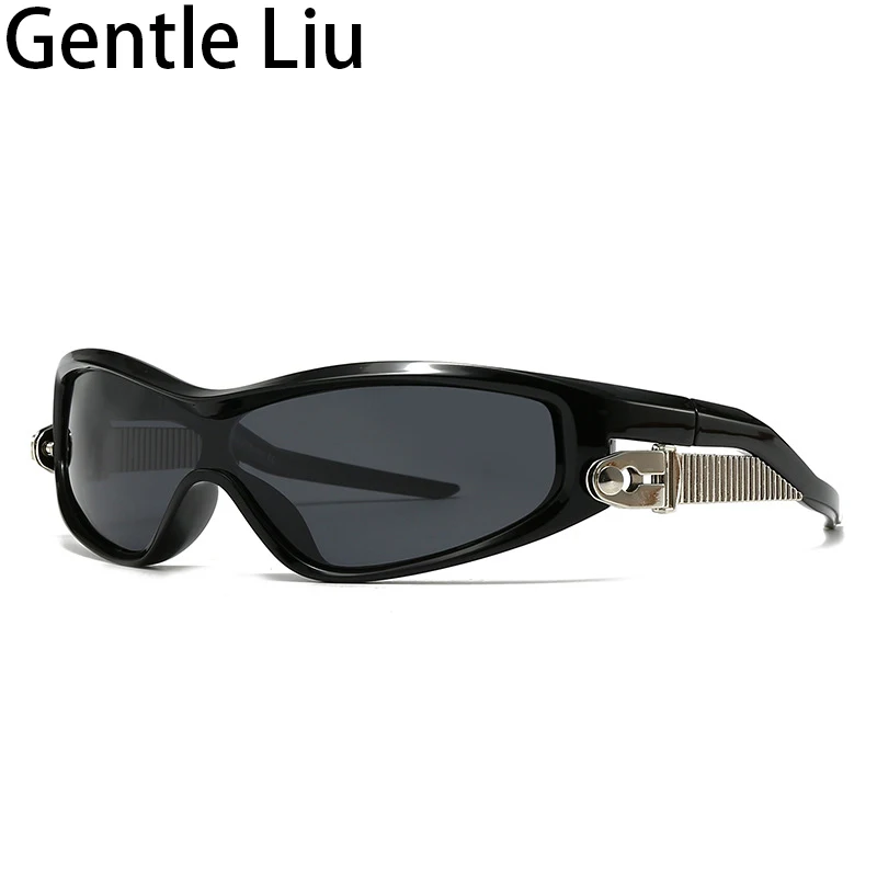 

Y2k Punk Rectangle One-piece Polarized Sunglasses Women 2024 Luxury Brand Steampunk Sun Glasses For Men Retro 2000's Eyewear
