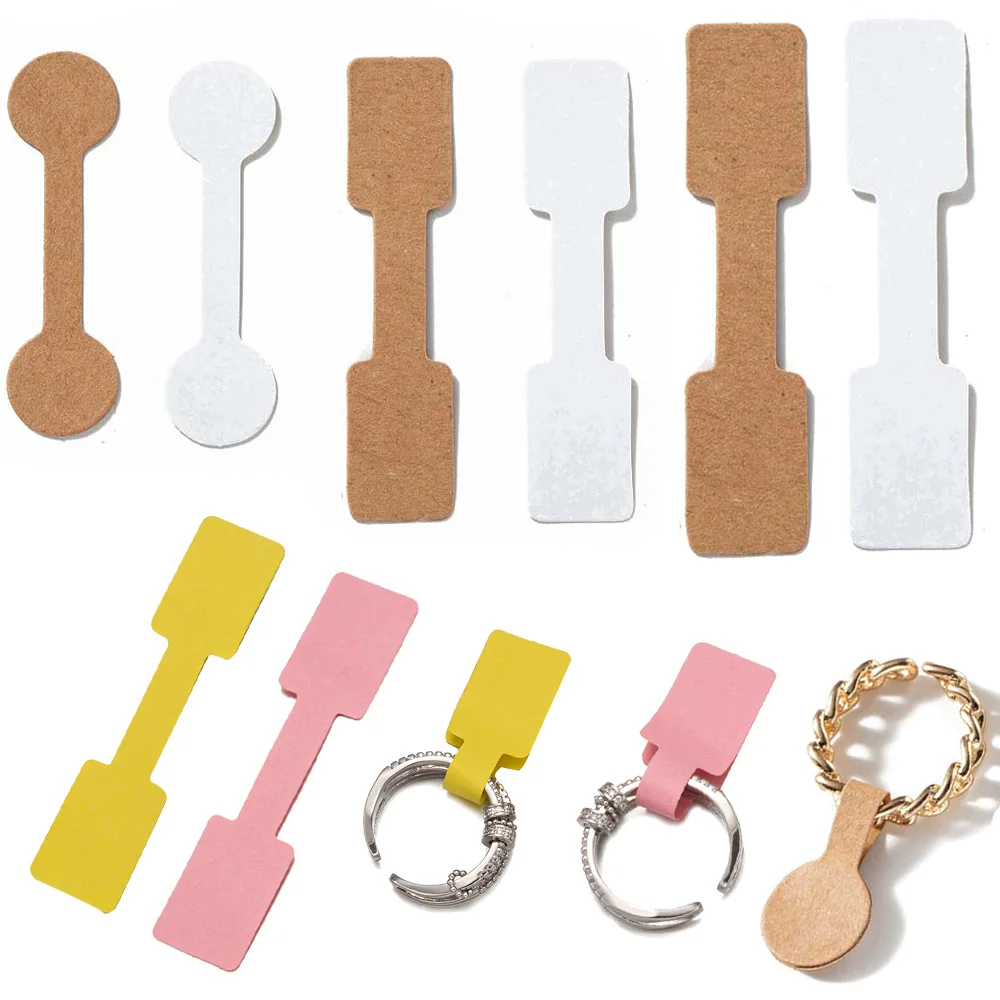 Rectangle Blank Jewelry Price Tags - Self Adhesive Barbell Sticker Cards for Display and Packaging