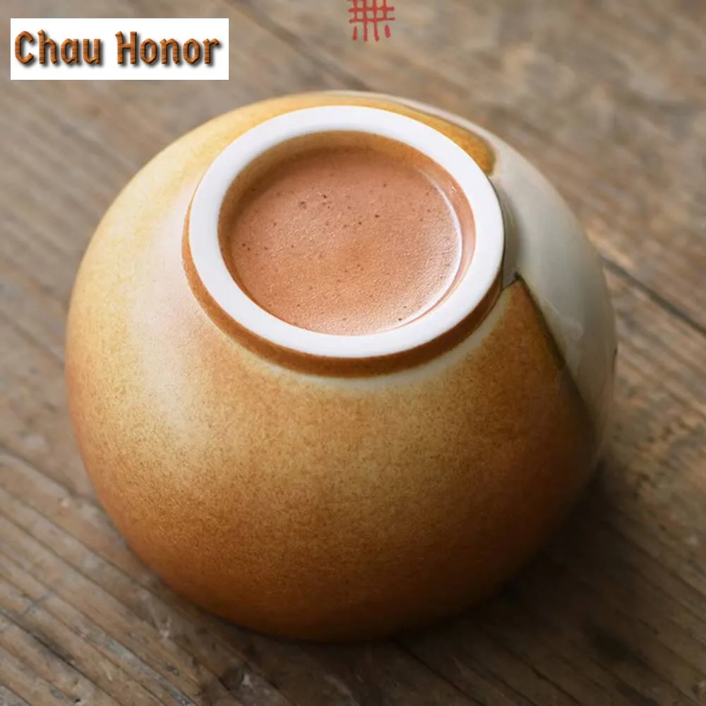 200ml Soda Glaze Ceramic Teacup Dunhuang Frescoes Painted Deer Tea Bowl Coarse Pottery Coffee Mug Master Cup Kung Fu Teaware