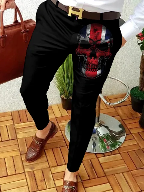 2022 NEW Men Business Casual  Trousers Retro Pattern Print Straight Long Pants Mens Spring Autumn Fashion Streetwear CK-18
