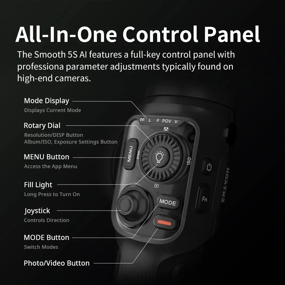 ZHIYUN SMOOTH 5S AI Tracking Handheld Stabilizer 3-Axis Smartphone Gimbal IPhone 15 Pro Max For Xiaomi♢Vlog∵Filming_voghion.com