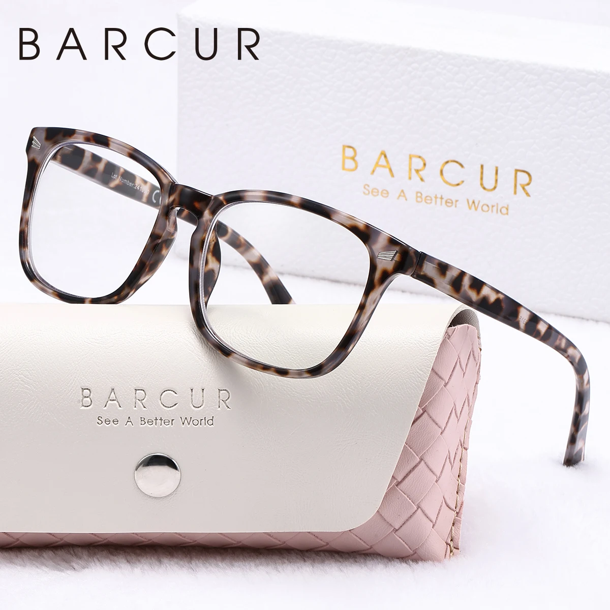 BARCUR Leichte, bequeme Lesebrille im minimalistischen Stil mit quadratischen Rahmen, modische Dekoration, Markenverpackung – Detail 6