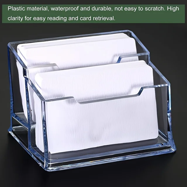 Porta Biglietti Da Visita In Acrilico Trasparente RAKUTE - Doppio Espositore Da Tavolo Per Ufficio O Negozio - Foto 4