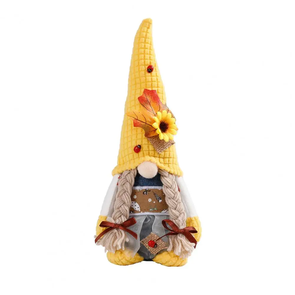 Thanksgiving Day Gnome Plush Maple Sunflower  Pumpkin Flower Hat Cute Faceless Stuffed Ornament for Home Supplies