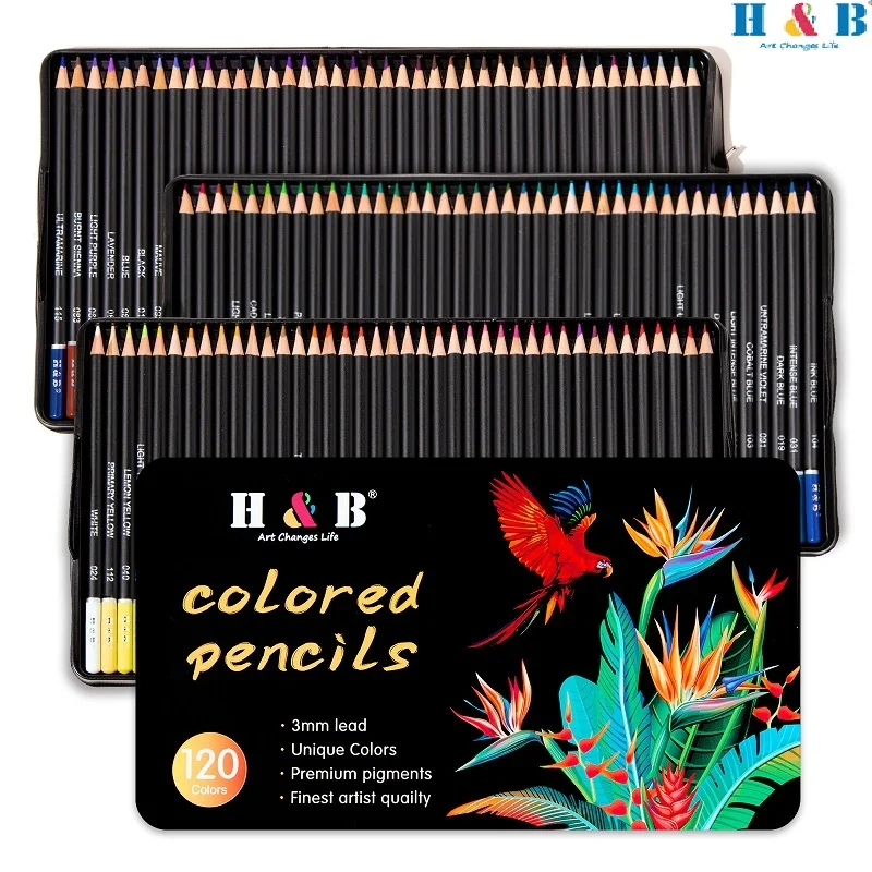 

Набор карандашей H & B 72/120 цветов, товары для творчества и школы, 색연연на масляной основе, профессиональная раскраска, товары для студентов