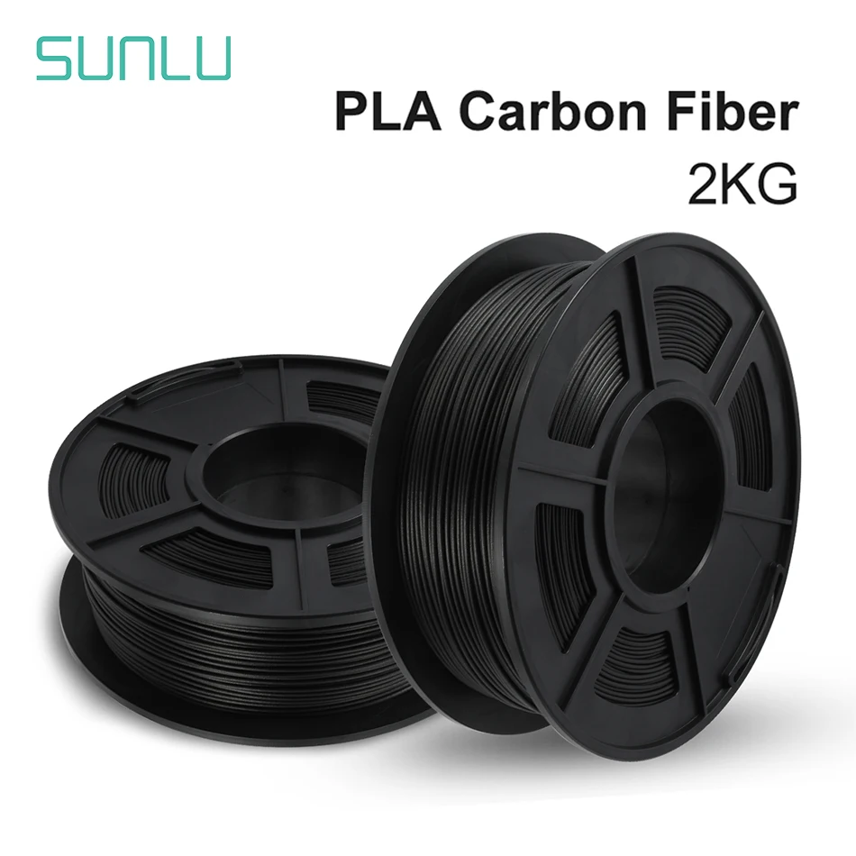 SUNLU 2Rolls PLA CarbonFiber 3D Filament 1KG 1.75MM High Strength High Modulus High Rigidity Low Density Industrial Design Art