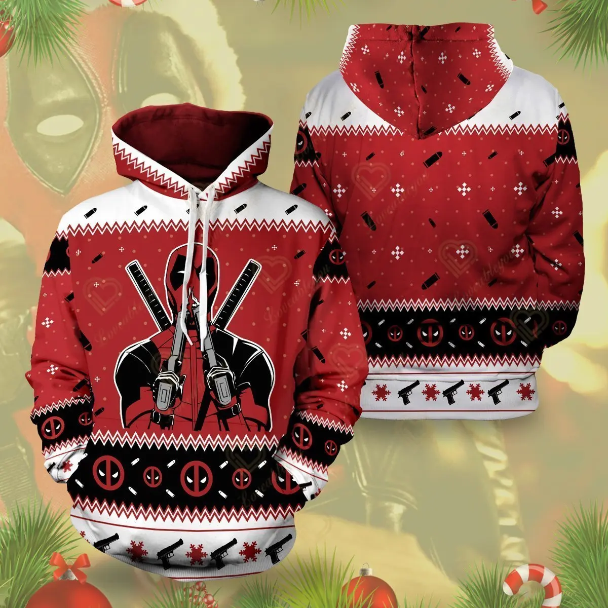 

Disney Christmas Deadpool Hoodies Men Streetwear Hip Hop Warm Hooded Sweatshirts Men Casual Spiderman Hoodies Cosplay Clothes