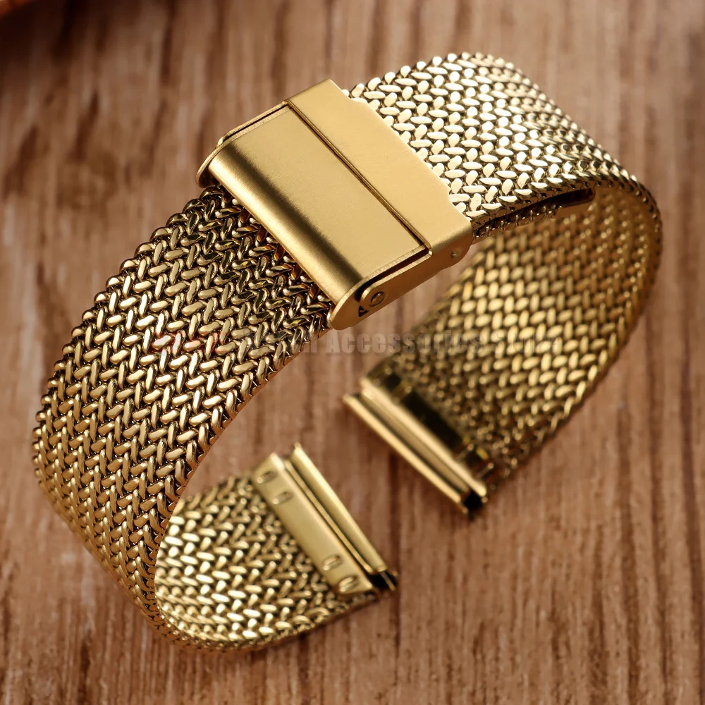 Elegant Milanese Mesh Stainless Steel Watchband with Folding Buckle - Universal Strap