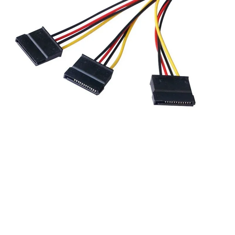 SATA Adapter Cable IDE 4Pin Male To 3 Port SATA Female Splitter Hard Drive Power Supply Cable 22cm