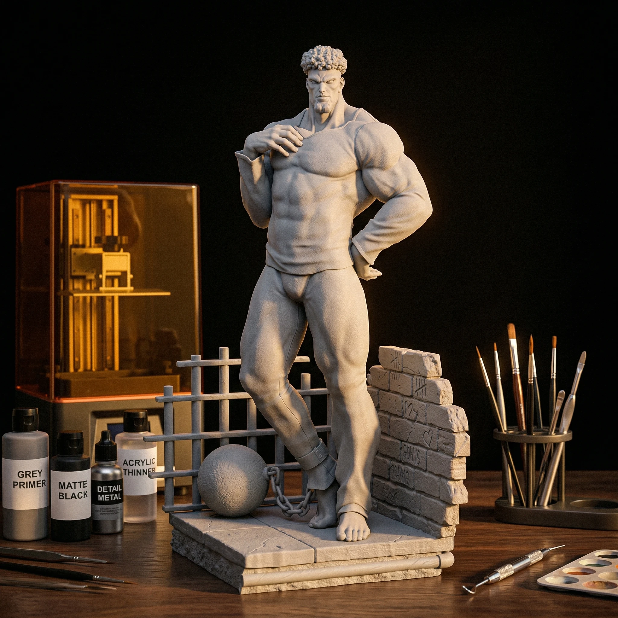 1/24 1/18 1/12 Prisoner 도색되지 않은 조립되지 않은 3D 프린팅 레진..