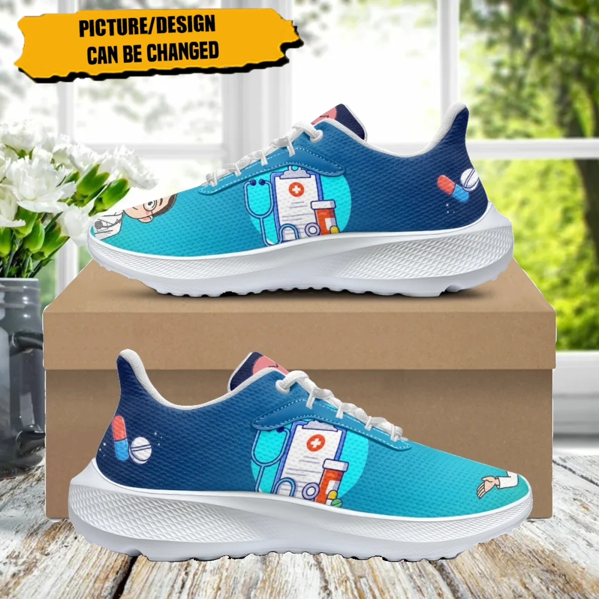 

Cartoon Hospital Medical Tools Print Women Men Durable Tennis Shoe Resistant Shock Absorption Casual Sneakers Cozy Soft Footwear