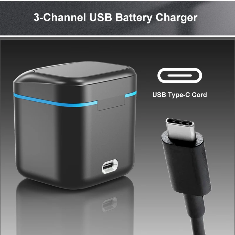 Description Picture 6 of itemOriginal Battery Charger For GoPro Go Pro Hero 8 7 6 5 Black 3-Ways Fast Charger with Type C Cable Action Camera Accessories