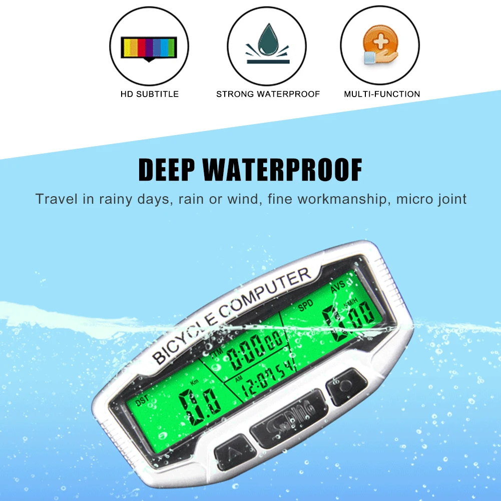Waterproof Cycling Computer with LCD Display and Backlight for Bike