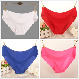 1Pair Seamless Panties for Women Breathable Low Waist Underwear Solid Silk Panties Brief Female Lingerie