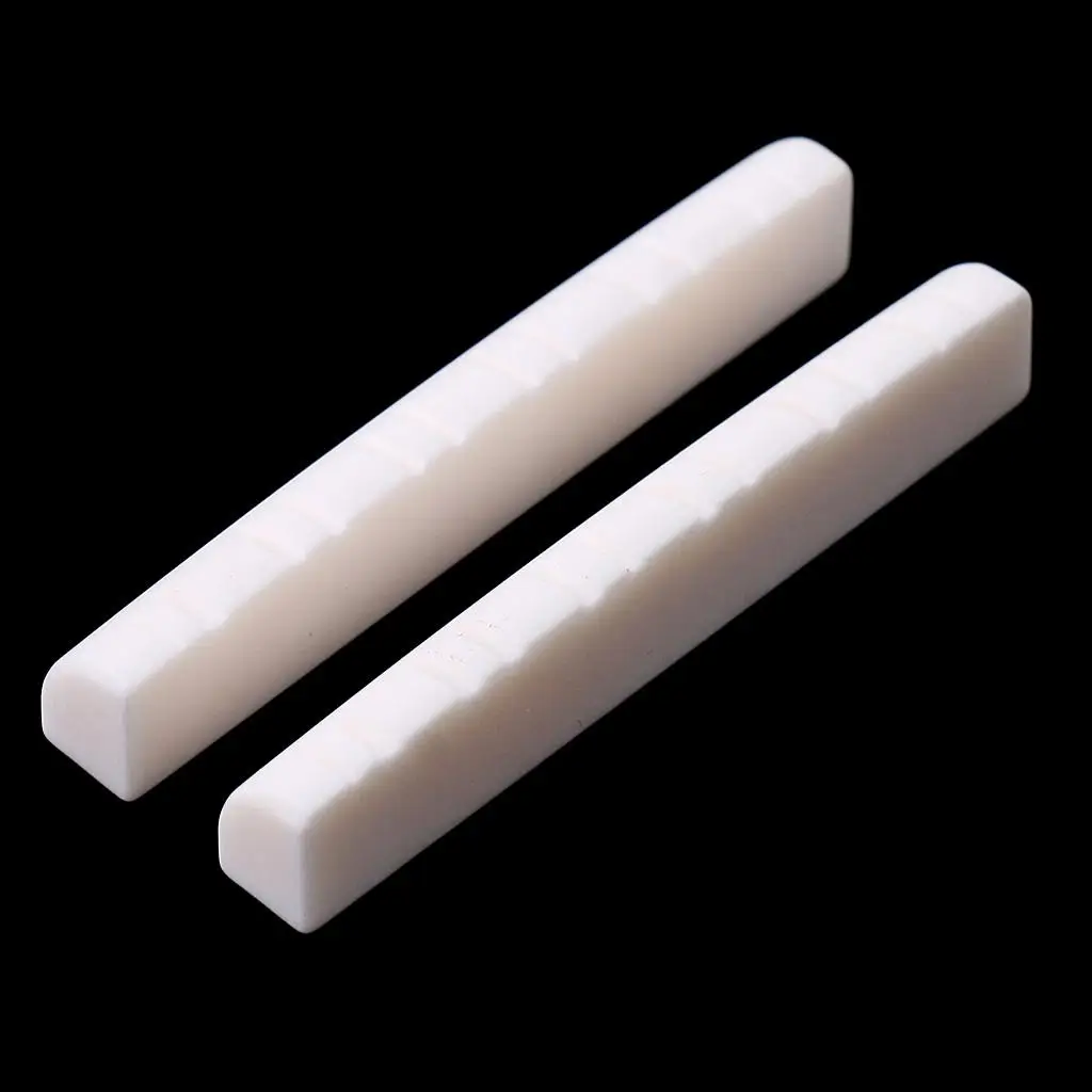Slotted Saddle String Nut Bone for 12-String Guitar Accessory 2 Pieces