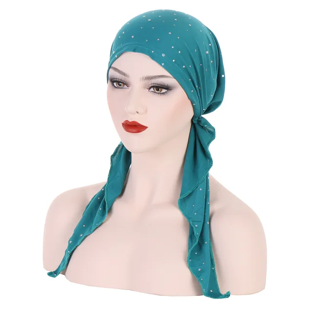 Muslim Pre-Tied Cap Scarf Women Turban Hat Chemo Cap Hair Loss Scarf Turban Head Wrap Cover Bonnet Beanies Skullies Headscarf 2