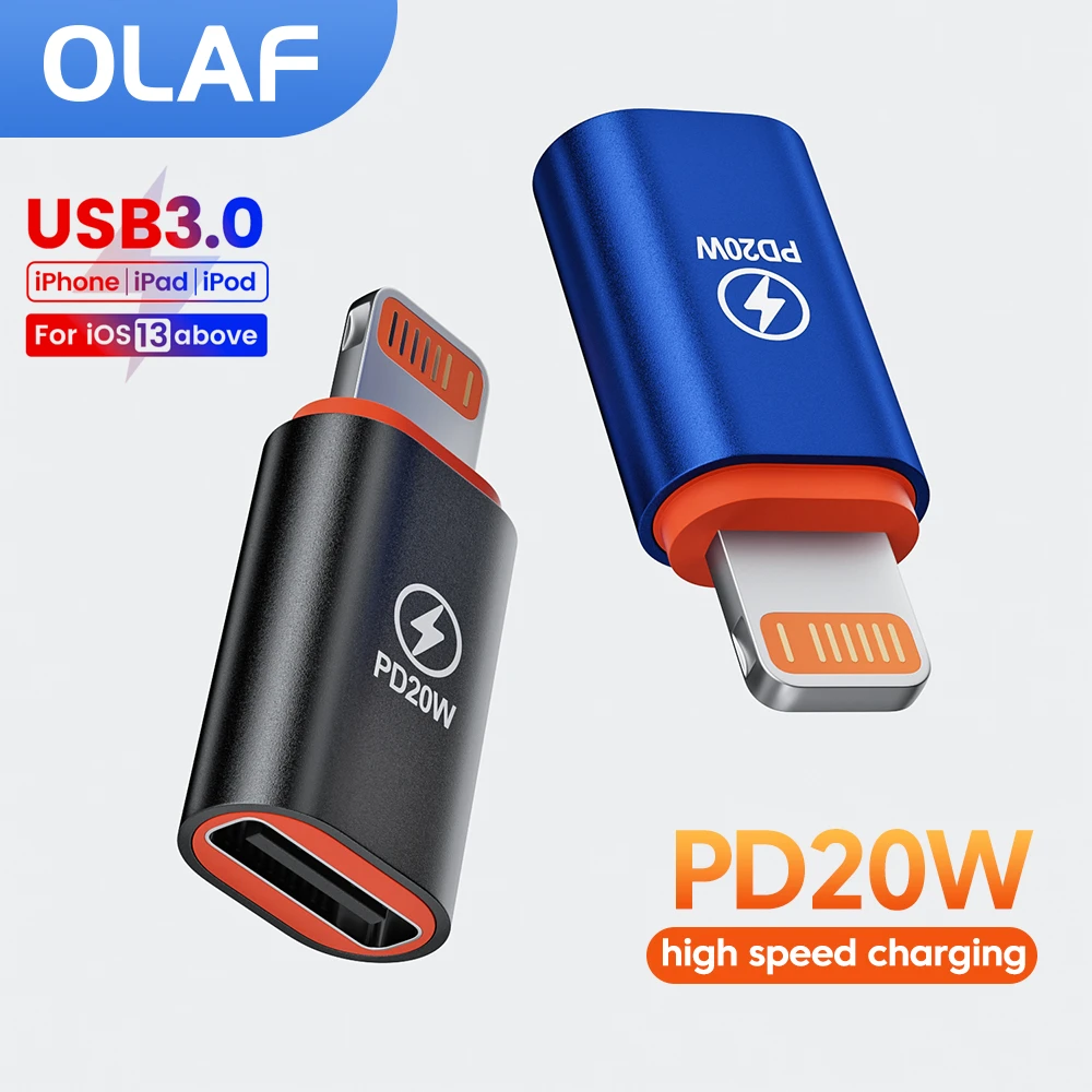 20W OTG USB C to Lightning Adapter USB 3.0 Fast Charging Connector for