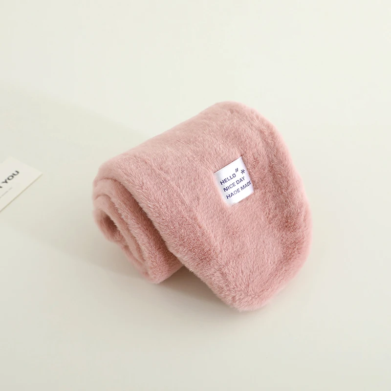 Solid Color Winter Baby Scarf Korean Kids Plush Neck Warmer Boys Girls Windproof Warm Cross Scarves