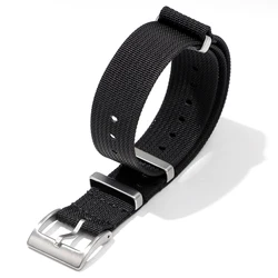 Braided Nylon Military Watch Strap - Comfortable Woven Wristband for Men & Women (Black)