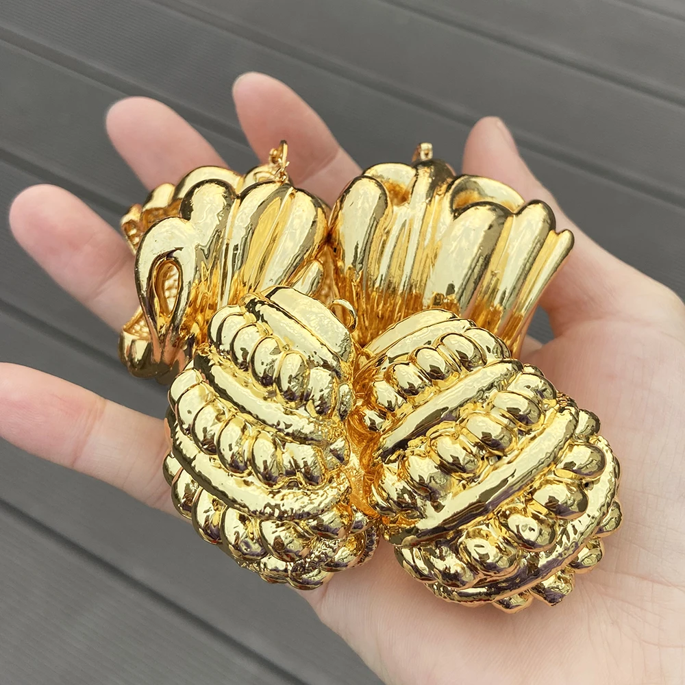 

2023 New Design 2 Set Earrings Gold Color Women Hoop Earrings Girls Fashion Round 30-48mm Daily Wear Copper Earrings