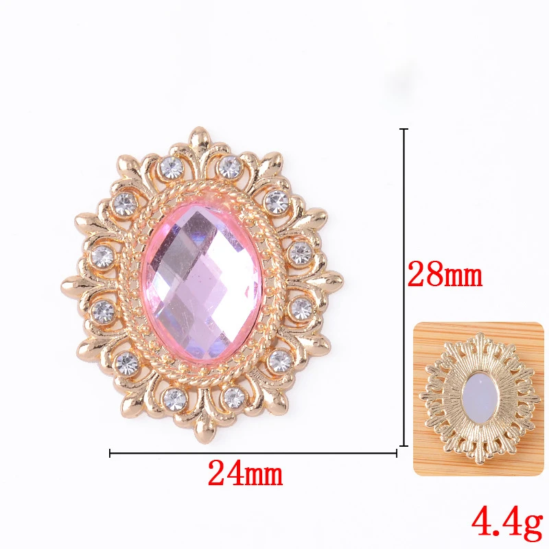 Gold Alloy Decorative Acrylic Buttons, 10PCS - Ideal for Clothing, Packaging, and Hair Accessories