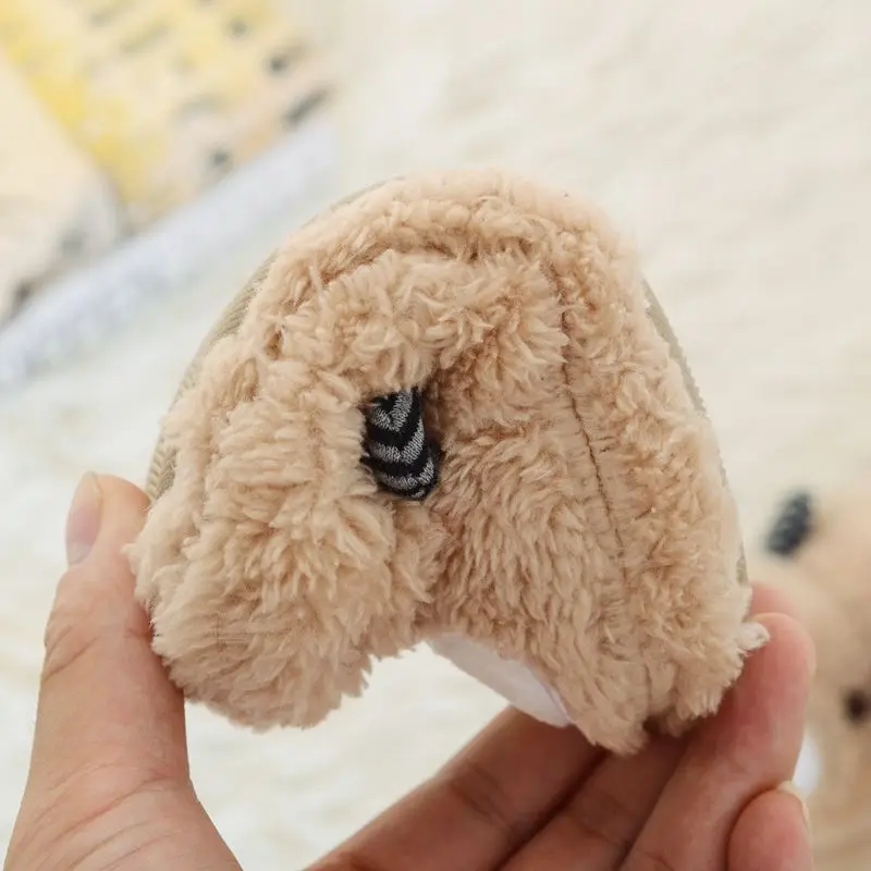 Toddler Boy Slippers for Kids Indoor Winter Cartoon Animal Bear Plush Warm House Footwear Soft Rubber Sole Home Shoes Baby Items 5