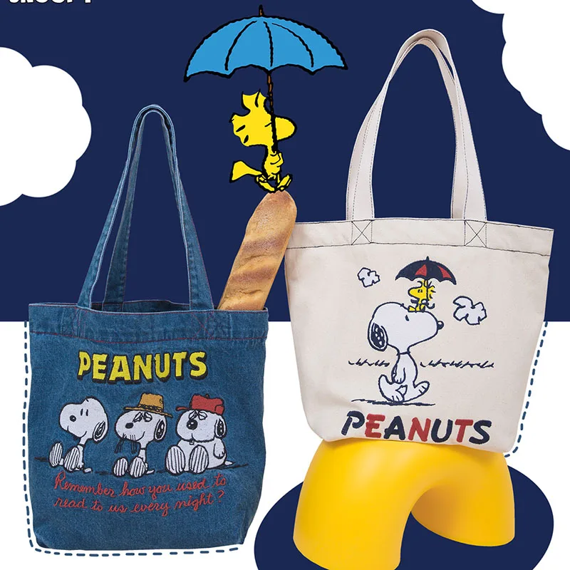 Snoopy Denim Shoulder Bag Canvas Large Capacity Handbag Bag University Student Classbag Tote Bag Urban Minimalism Daily Pairing personalised monogram shoulder tote bag women s handbag shoulder laptop bag custom striped office bag mother tote handbag