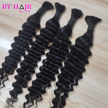 Human Braiding Hair Deep Wave Bulk Human Hair 50g 150g No Weft 100% Human Hair Bundles Micro Human Braiding Hair for Boho Braids 1