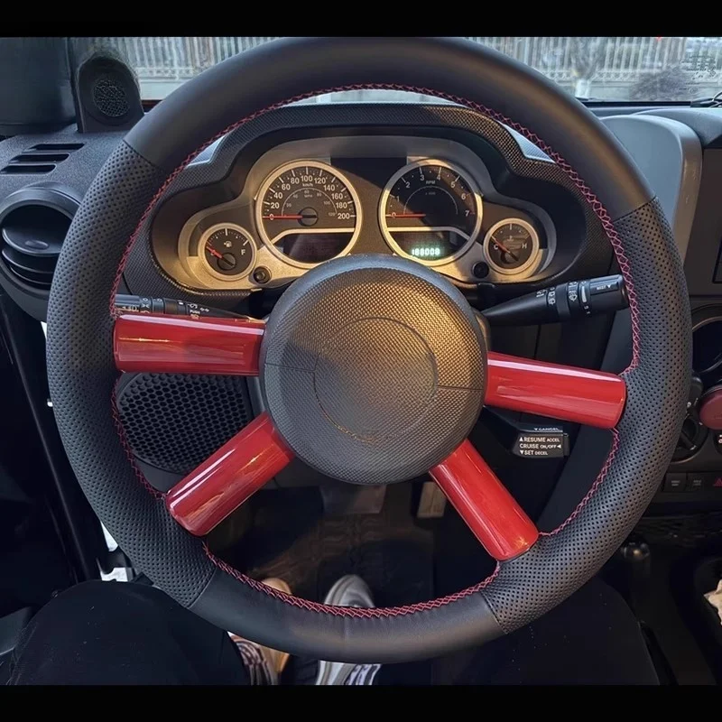 Anpassen der Hand Nähen Mikrofaser Leder Auto Lenkrad Abdeckung Für Jeep Wrangler 2008-2010 Auto Zubehör