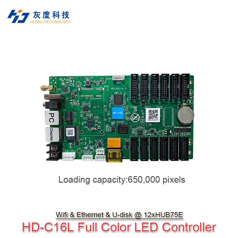 Huidu HD-C16L C16C C36C RGB Full Color Controller Card For Light Pole/Vehicle/Door LED Screen Support  Wi-Fi Mobile App Cloud