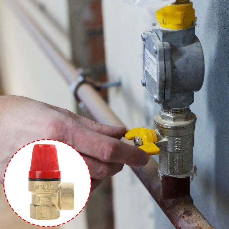 Portable Sturdy Inch Brass Relief Valves DN15 Accessory Convenient for Water Oil and Gas Pressure with EPDM Seal B03E