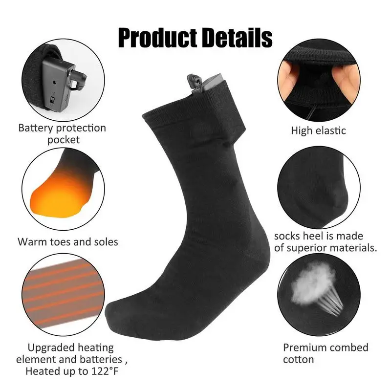 Unisex Heated Socks With USB Thermal Insulated Socks Winter Electric Heating Outdoor Spots Heated Boot Camping Skiing Sock