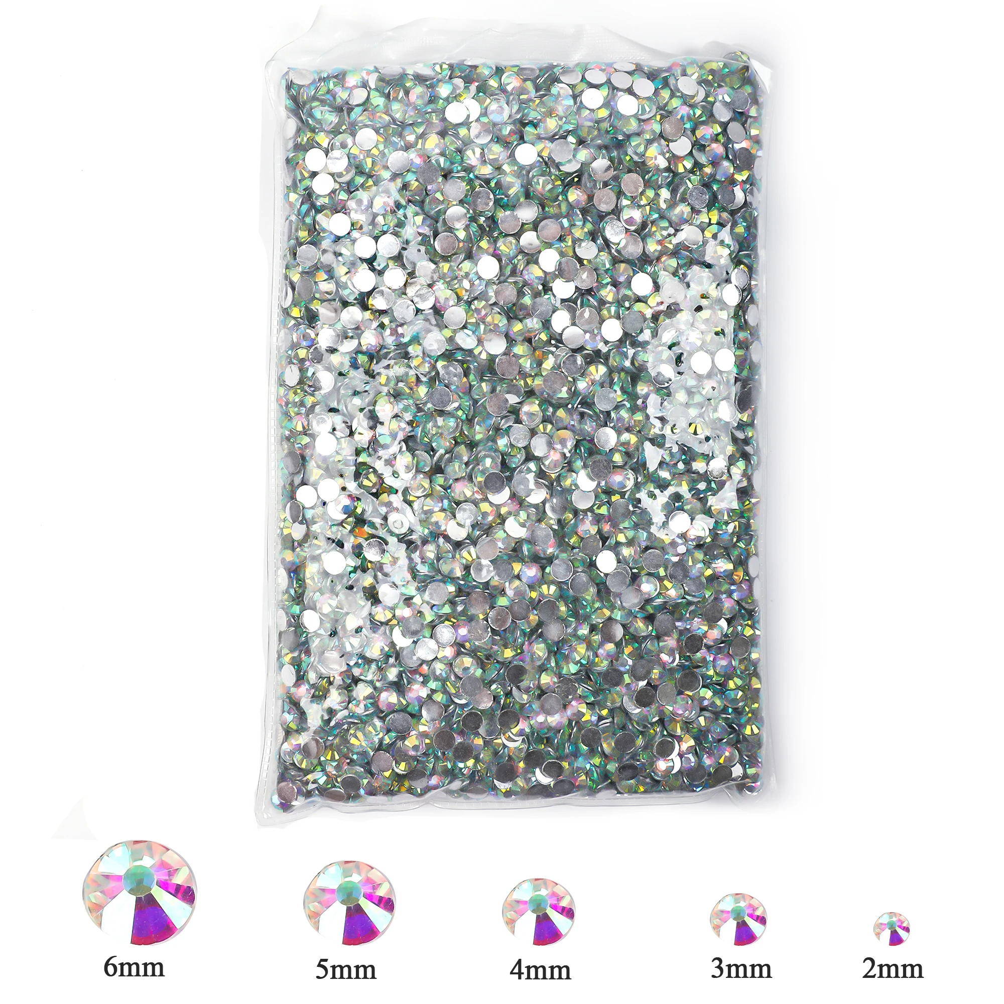 Wholesale Flatback AB Silver Base Resin Not Hotfix Rhinestones in